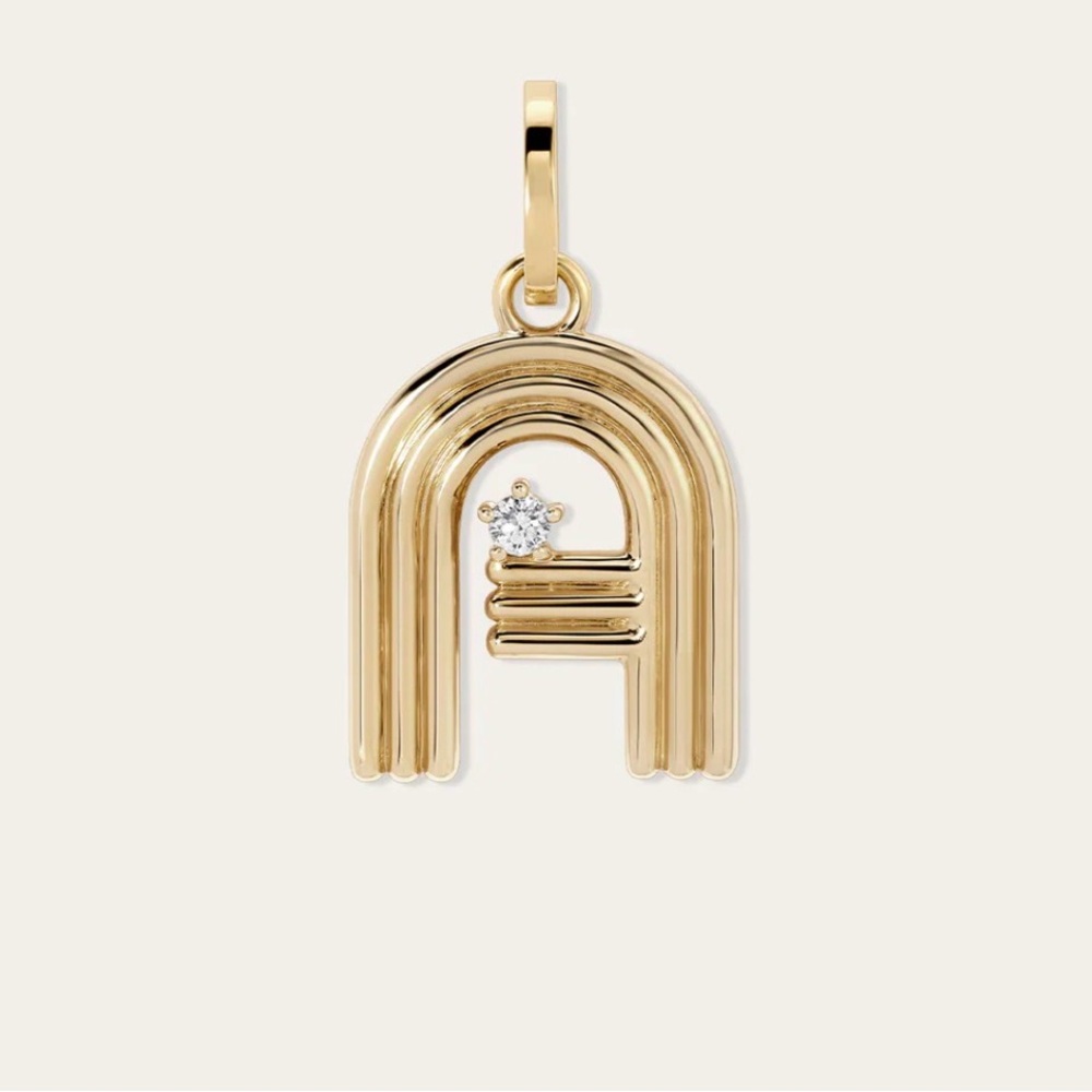 Adina Reyter Groovy Gold letter A hinged charm with Diamond Accent - Picture 3 of 6